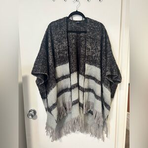 Steve Madden Black and Gray Textured Open Poncho